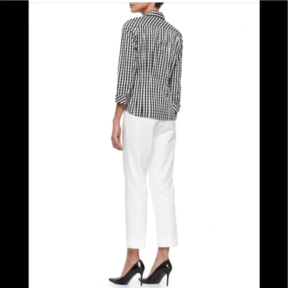 Lafayette 148 New York Black & White Gingham Button-Down Shirt - Picture 2 of 7